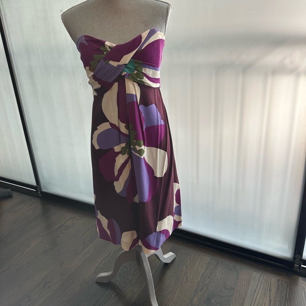 Nicole Miller Floral Strapless Dress - Purple